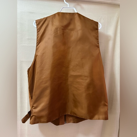 Vintage Ash Creek Leather Vest Brown Zip Front Y2K Biker XL Bohemian Classic - Picture 5 of 7